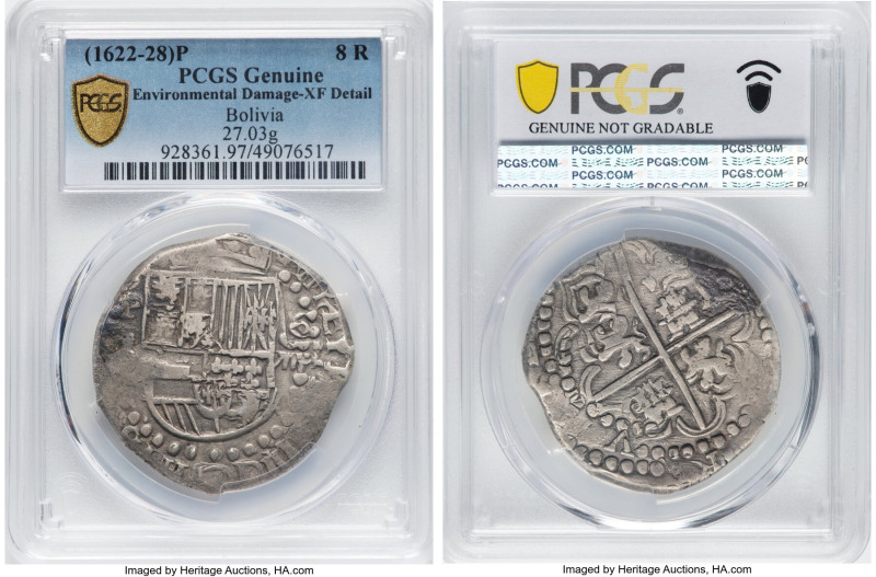 Philip IV Cob 8 Reales ND (1622-1628)-P XF Details (Environmental Damage) PCGS, ...