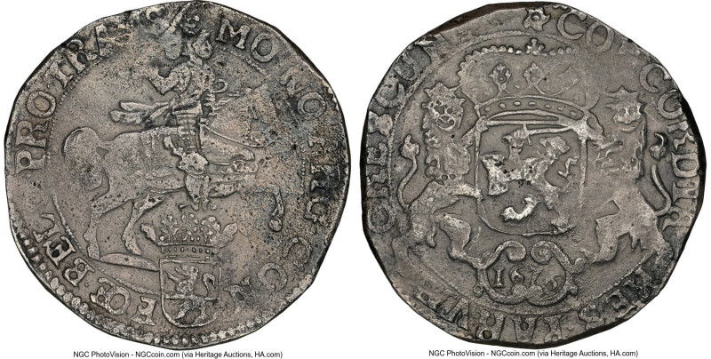 Overyssel. "De Liefde" Provincial Ducaton (Silver Rider) 1676 XF Details (Sea Sa...