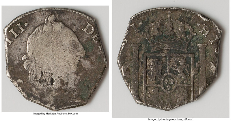 Charles III 8 Reales ND (1780-1787) LM-MI XF (Clipped), Lima mint, KM78a, Cal-Ty...