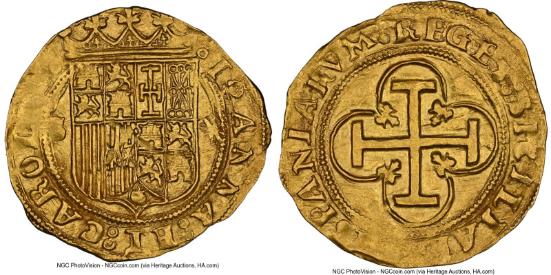 Charles & Johanna gold Cob Escudo ND (after 1543)-S MS64 NGC, Seville mint, Cal-...