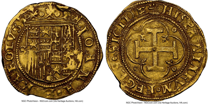 Charles & Johanna gold Cob Escudo ND (after 1543)-S MS62 NGC, Seville mint, Cal-...