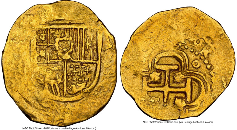 Philip III gold Cob 2 Escudos ND (1598-1612) AU58 NGC, Seville mint, Cal-Type 19...