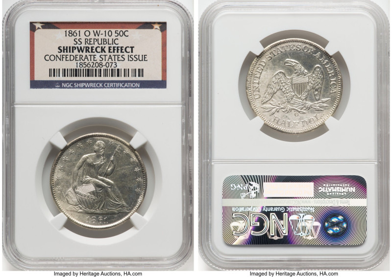 Republic "S.S. Republic" 50 Cents 1861-O Shipwreck Effect NGC, W-10. Confederate...