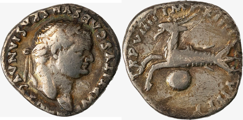 IMPERO ROMANO, TITO, 79-81 D.C. - Denario databile al 79 d.C.

D/ testa laurea...