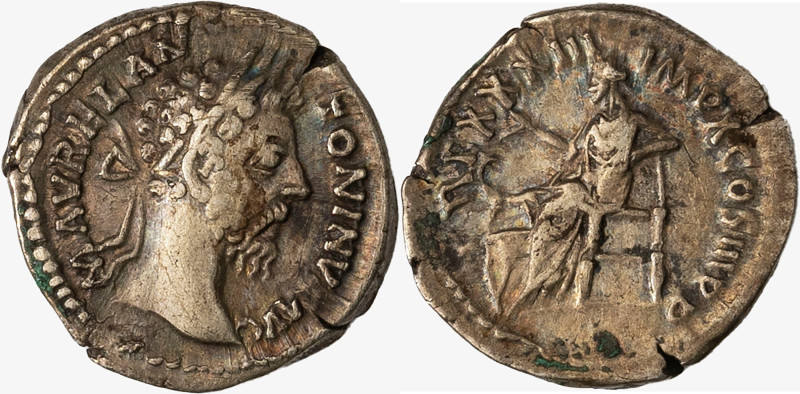 IMPERO ROMANO, MARCO AURELIO, 161-180 D.C. - Denario databile al 179 d.C.

D/ ...