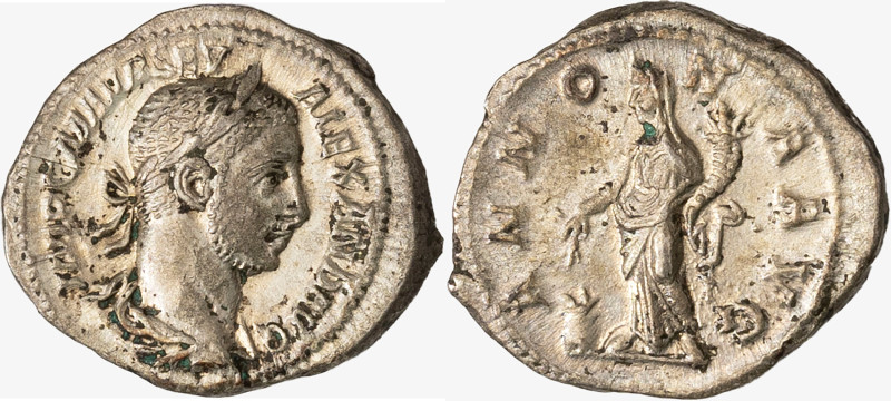 IMPERO ROMANO, ALESSANDRO SEVERO, 222-235 D.C. - Denario databile al 222-228 d.C...