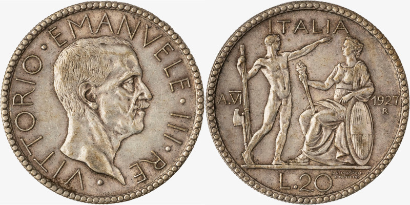 REGNO D'ITALIA, VITTORIO EMANUELE III, 1900-1946 - 20 Lire Littore Anno VI - 192...