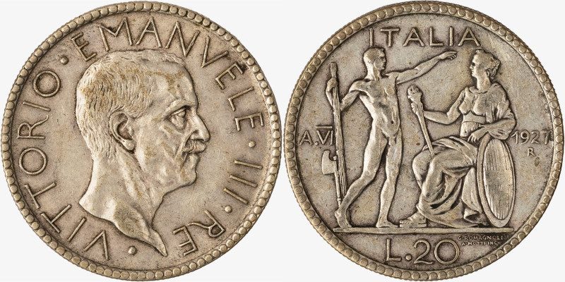 REGNO D'ITALIA, VITTORIO EMANUELE III, 1900-1946 - 20 Lire Littore Anno VI - 192...