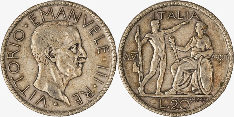 REGNO D'ITALIA, VITTORIO EMANUELE III, 1900-1946 - 20 Lire Littore Anno VI - 192...