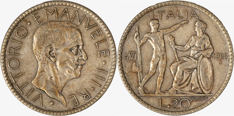 REGNO D'ITALIA, VITTORIO EMANUELE III, 1900-1946 - 20 Lire Littore Anno VI - 192...