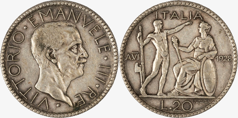 REGNO D'ITALIA, VITTORIO EMANUELE III, 1900-1946 - 20 Lire Littore Anno VI - 192...