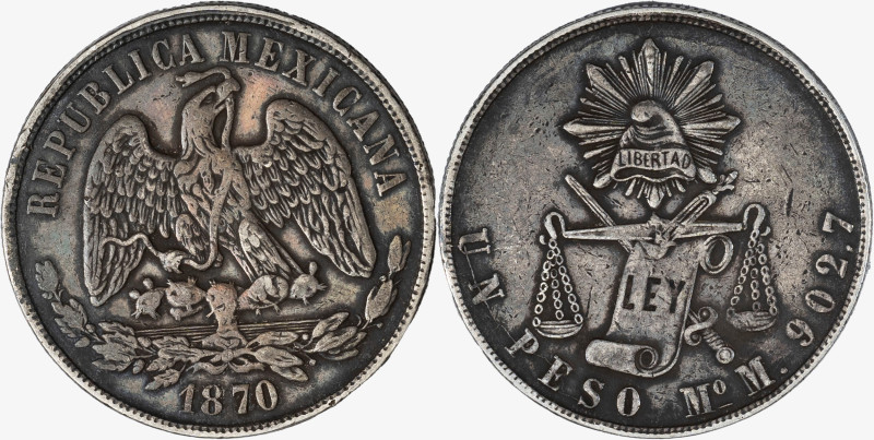 MESSICO, REPUBBLICA MESSICANA - PESO - 1870

Metallo: AR. qBB