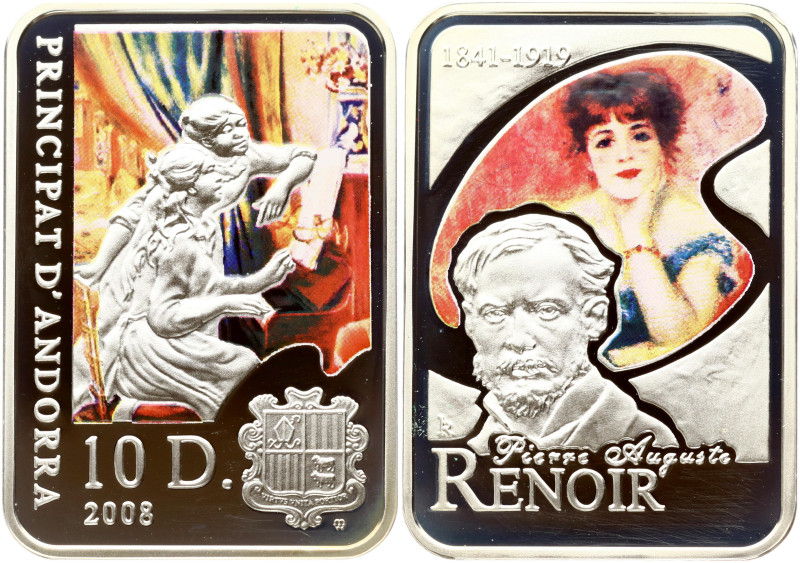 Andorra. 10 Diners 2008 MW, Pierre-Auguste Renoir. Silver .925, 28.13 g. KM 271....