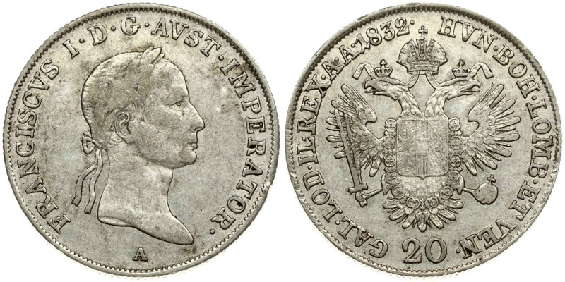 Austria. Franz I (1806-1835). 20 Kreuzer 1832 A. Silver 6.62 g. KM 2147.