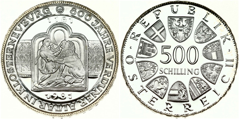 Austria 500 Schilling 1981 800 Jahre Verduner Altar in Klosterneuburg. Obverse: ...