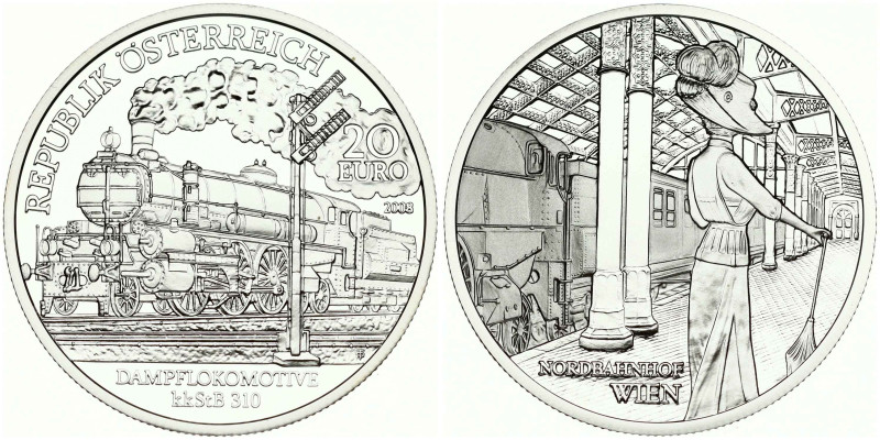 Austria 20 Euro 2008 Die Belle Epoque. Austrian Railroad Series - Nordbahnhof Wi...