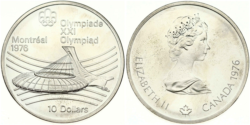 Canada 10 Dollars 1976 Olympic Stadium. Elizabeth II (1952-2022). 1976 Olympics ...