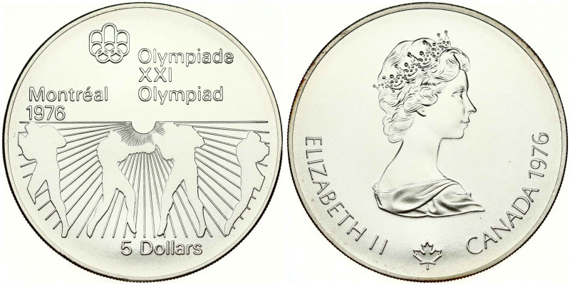 Canada 5 Dollars 1976 Boxing. Elizabeth II (1952-2022). 1976 Olympics Montreal. ...