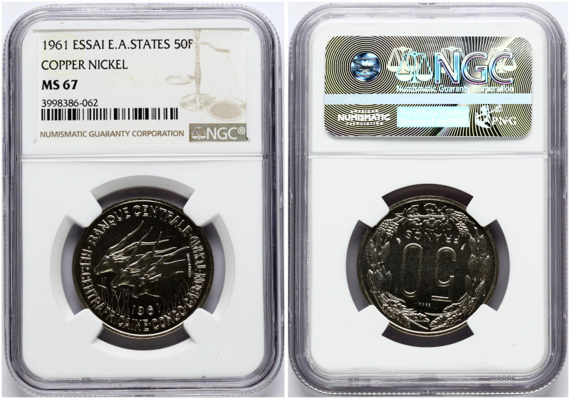 French Equatorial Africa. Essai 50 Francs 1961, Paris. Copper-nickel. KM E3 NGC ...