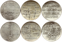 Finland 10 Markkaa 1967-1977 Lot of 3 coins