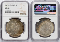 France 5 Francs 1877 A NGC MS 62