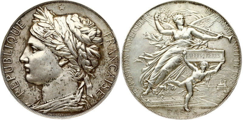 France. Silver award medal 1878 Paris International Expo. Paris Mint. Edge: ARGE...