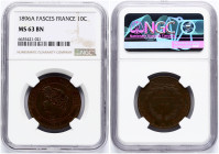 France 10 Centimes 1896 A NGC MS 63 BN