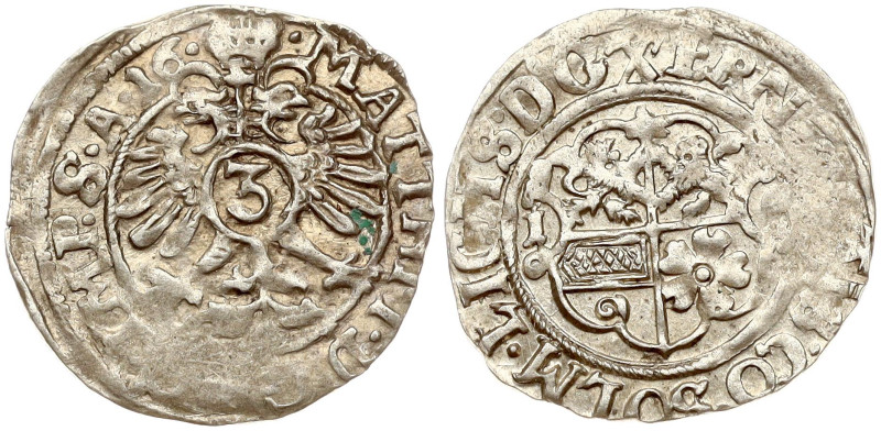 Germany, Solms-Hohensolms. Matthias (1612-1619). 3 Kreuzer 1616. Silver 1.47 g. ...