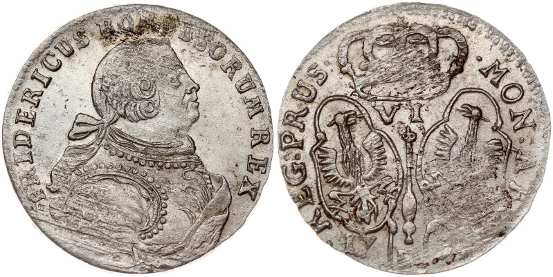 Germany, Prussia. Friedrich II (1740-1786). 6 Groscher 175? E. Silver 2.54 g. KM...