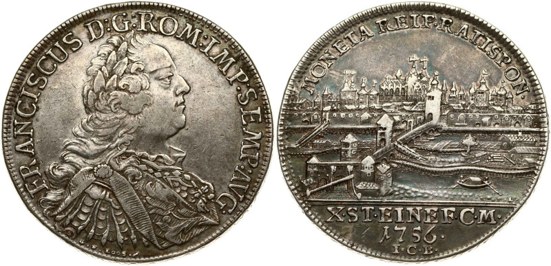 Germany, Regensburg. Taler 1756 ICB. Silver 27.86 g. Dav. 2618; KM 372. Patina.