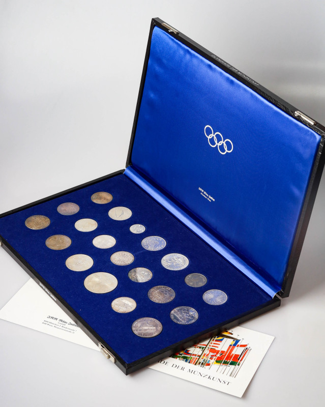 Germany 10 Mark 1952-1978 and other World Coins Olympic Set. Silver, total weigh...