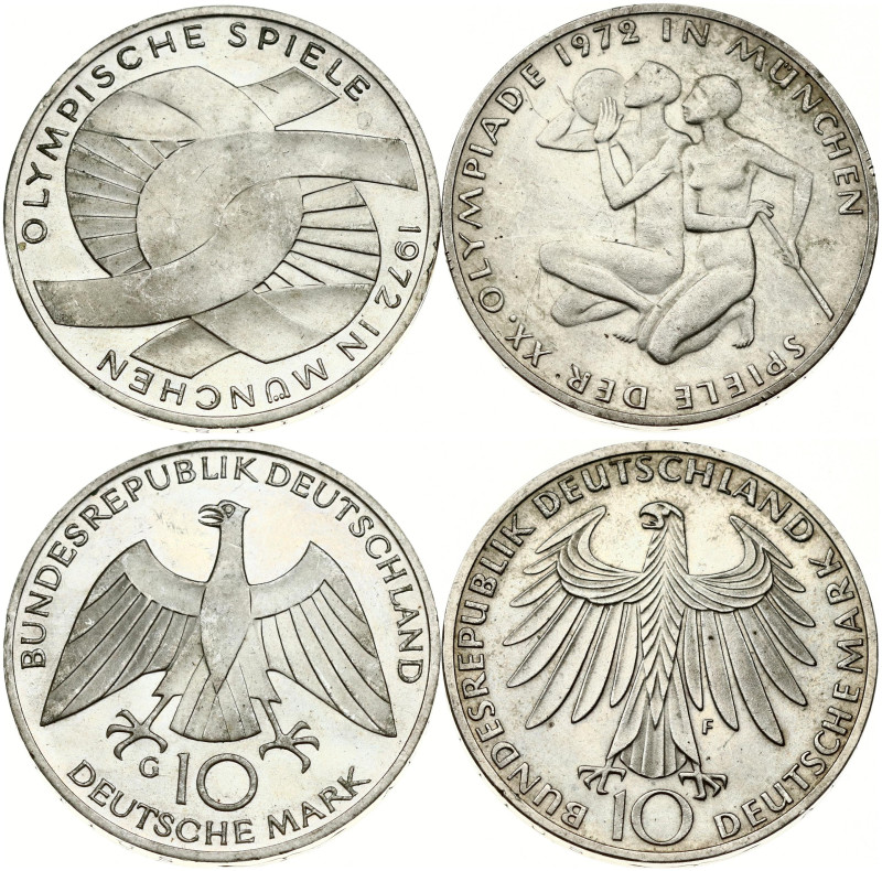 Germany Federal Republic 10 Mark 1972 G & 1972 F Olympic Games. Olympic Games 19...