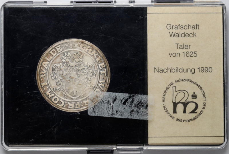 Germany, Waldeck. Taler 1625 GK/1990 replica. Silver 1000, 29.52 g. In plastic o...