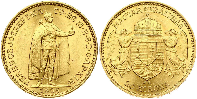 Hungary. Franz Joseph I(1848-1916). 20 Korona 1895 KB. Gold 6.76 g. Fr. 250; KM ...