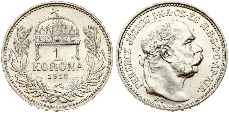 Hungary. Franz Joseph I (1848-1916). 1 Korona 1912 KB. Silver 4.99 g. KM 492.