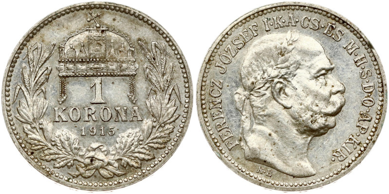 Hungary. Franz Joseph I (1848-1916). 1 Korona 1915 KB. Silver 4.96 g. KM 492.