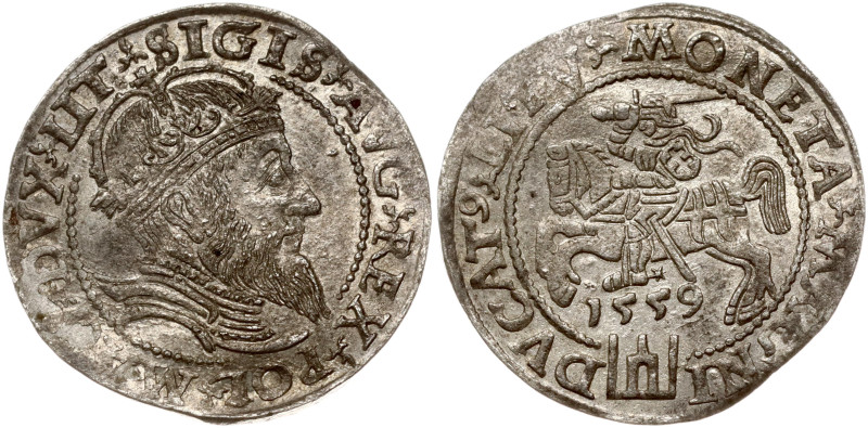 Lithuania. Zygmunt II August (1545-1572). Grosz 1559 Vilnius, legend ends LIT/LI...