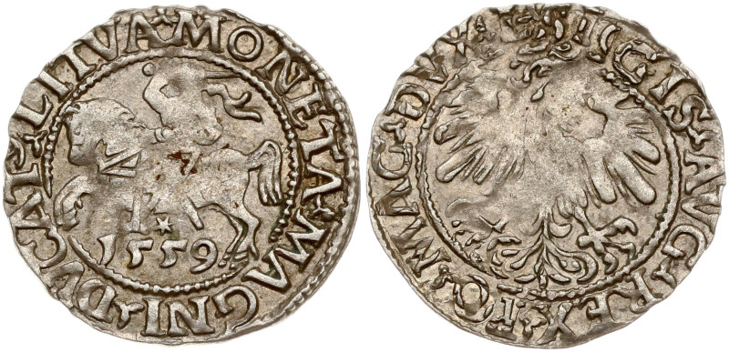 Lithuania. Zygmunt II August (1545–1572). Polgrosz 1559, Vilnius. Endings of leg...