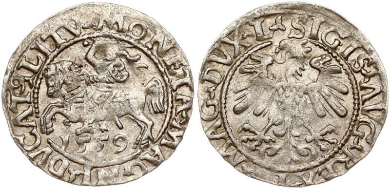 Lithuania. Zygmunt II August (1545–1572). Polgrosz 1559, Vilnius. Endings of leg...