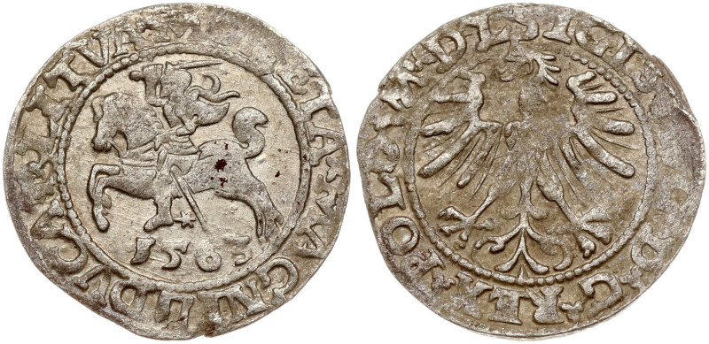 Lithuania. Zygmunt II August (1545–1572). Polgrosz 1563, Vilnius. Endings of leg...