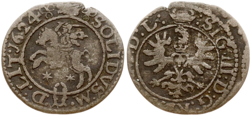 Lithuania. Zygmunt III Waza (1587-1632). Szelag 1624 Vilnius. Billon 0.67 g. Iva...