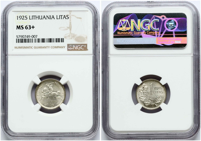 Lithuania. 1 Litas 1925. Silver. KM 76. NGC MS 63+