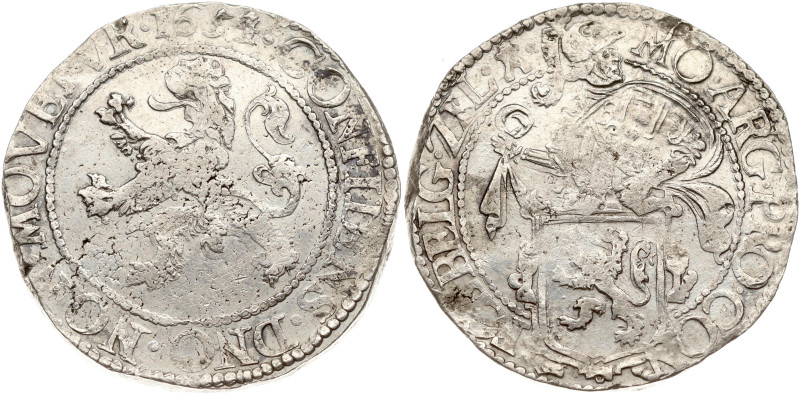 Netherlands, Zeeland. Lion Daalder 1654. Silver 26.77 g. Rare date not in catalo...