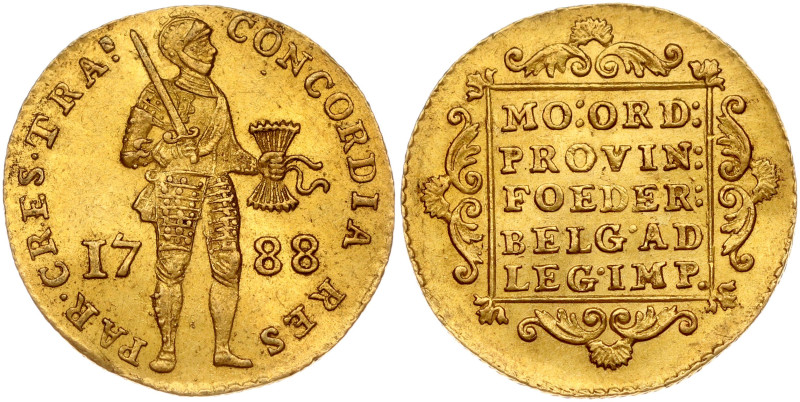 Netherlands, Utrecht. Ducat 1788. Gold 3.47 g. KM 7.4, Fr 285.