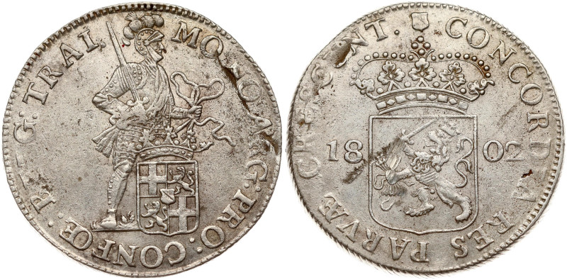 Netherlands, Batavian Republic, Utrecht. Silver Ducat 1802. Silver 27.65 g. KM 1...