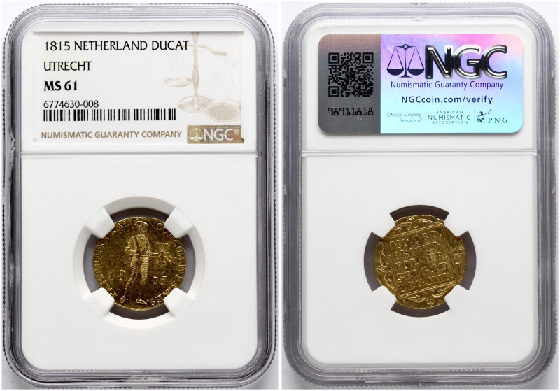 Netherlands, Utrecht. William I (1815-1840). Ducat 1815. Gold. KM 50, Fr 331. NG...