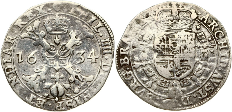 Spanish Netherlands, Brabant. Philip IV (1621-1665). 1/2 patagon 1634, Brussels....