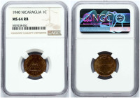Nicaragua 1 Centavo 1940 NGC MS 64 RB
