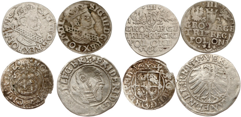 Poland. Grosz - Trojak 1543-1622. Silver, total weight 5.96 g. Lot of 4 coins.