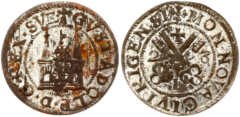 Swedish Livonia. Gustaw II Adolf (1621–1632). 1 1/2 Szelaga 1623, Riga. Billon 0...